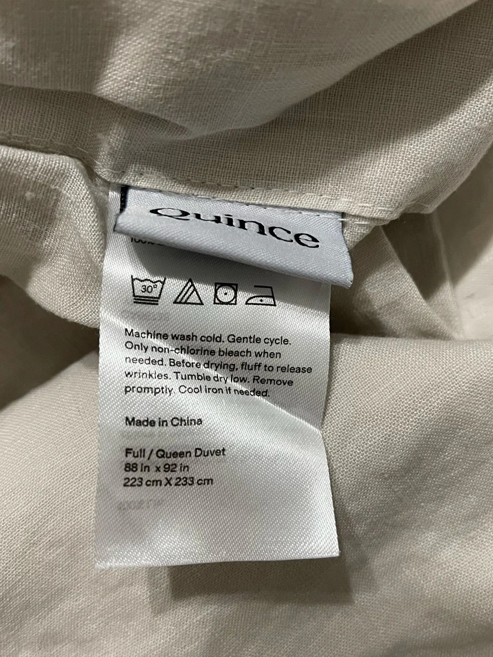 NEW Quince European Linen 3 Piece Duvet Cover Set, Full/Queen (Sand)